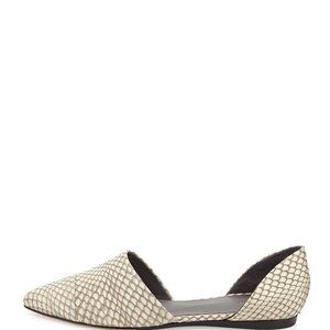 Vince Nina D'Orsay SnakeSkinLeather Beige Gray PoitedToe DressFlatShoe US8/EUR39